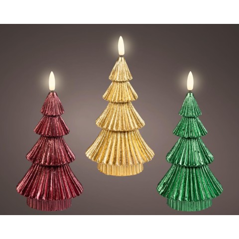 ALBERO LED CERA 3 COLORI H.18